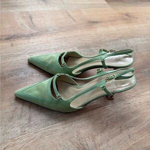 Terry Lewis Classic Luxuries Mint Green Slingback Heels